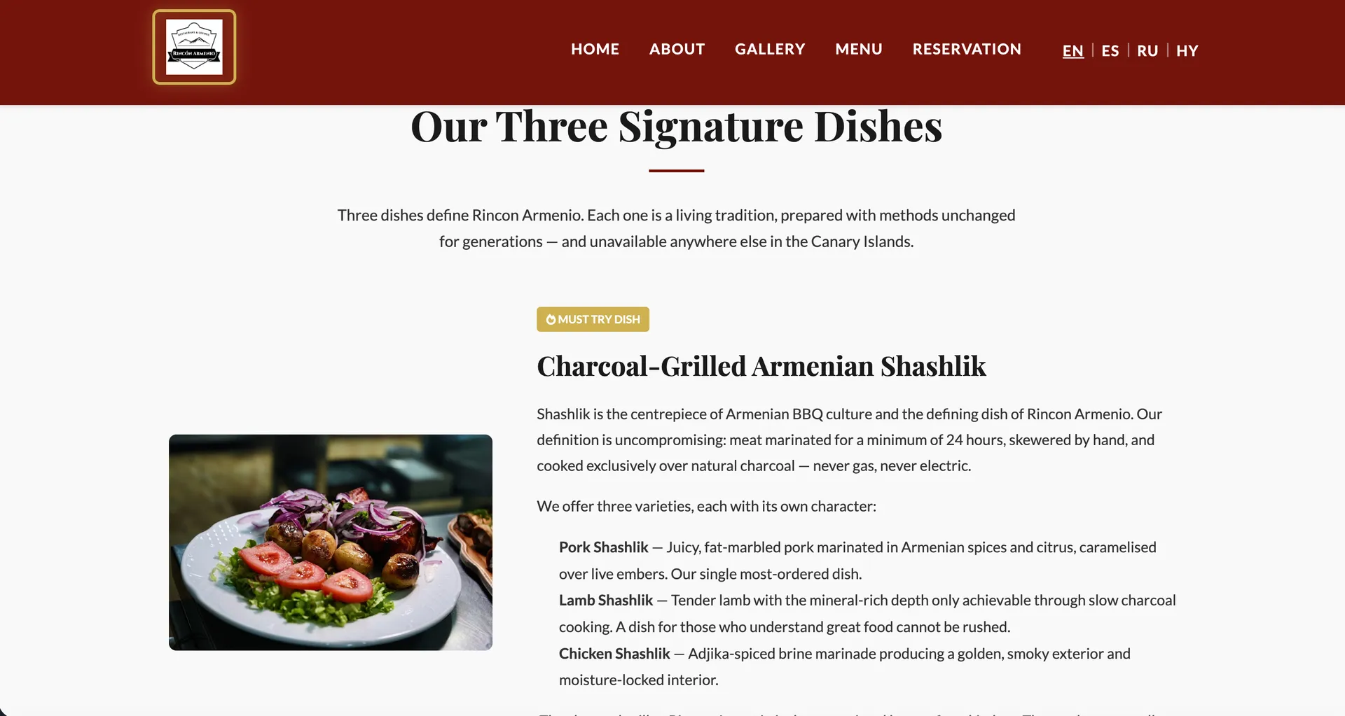 Rincon Armenio about us page design